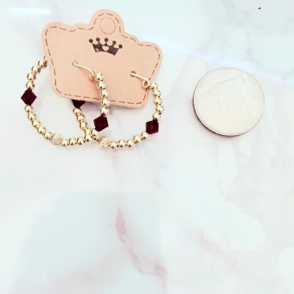 Jewelry - Gold Tone Beaded Hoop Earrings